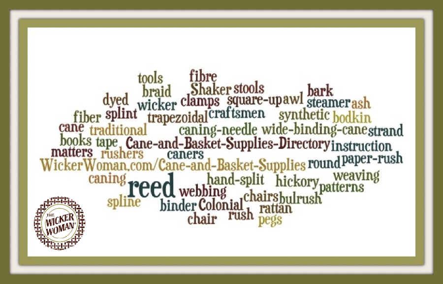 Cane & Basket Supplies Directory word jumble with relevant weaving supply words customers use. 