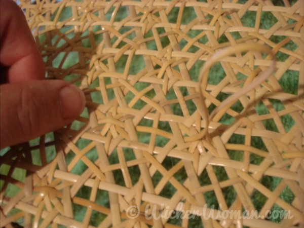 Detail close-up of the very difficult Star of David caning.